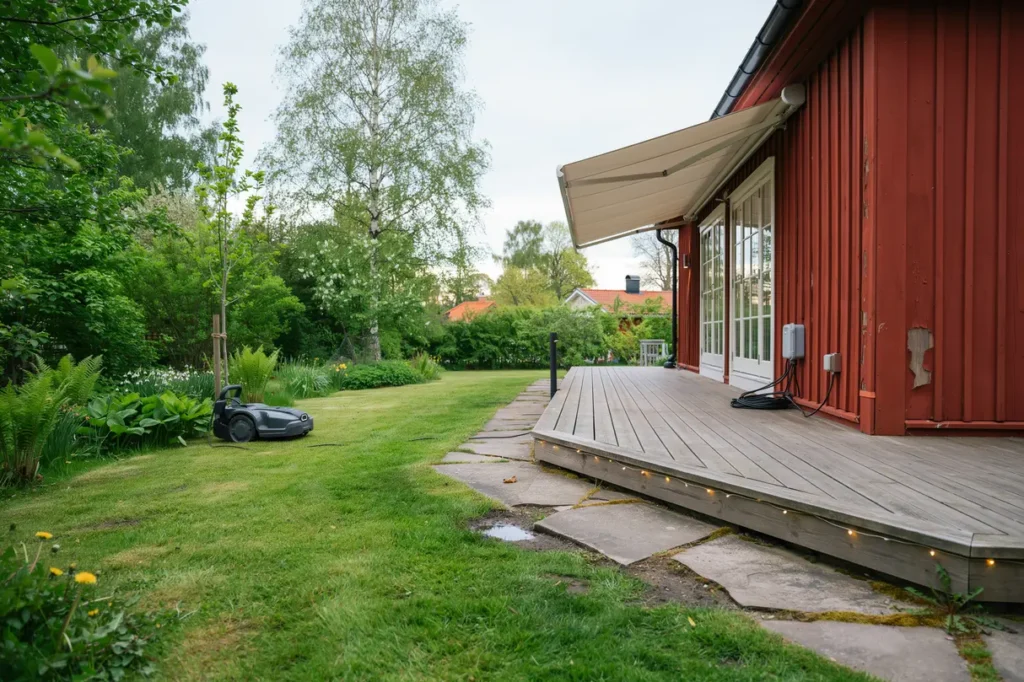 juni i tr dg rden smart el f r markiser utebelysning och robotgr sklippare